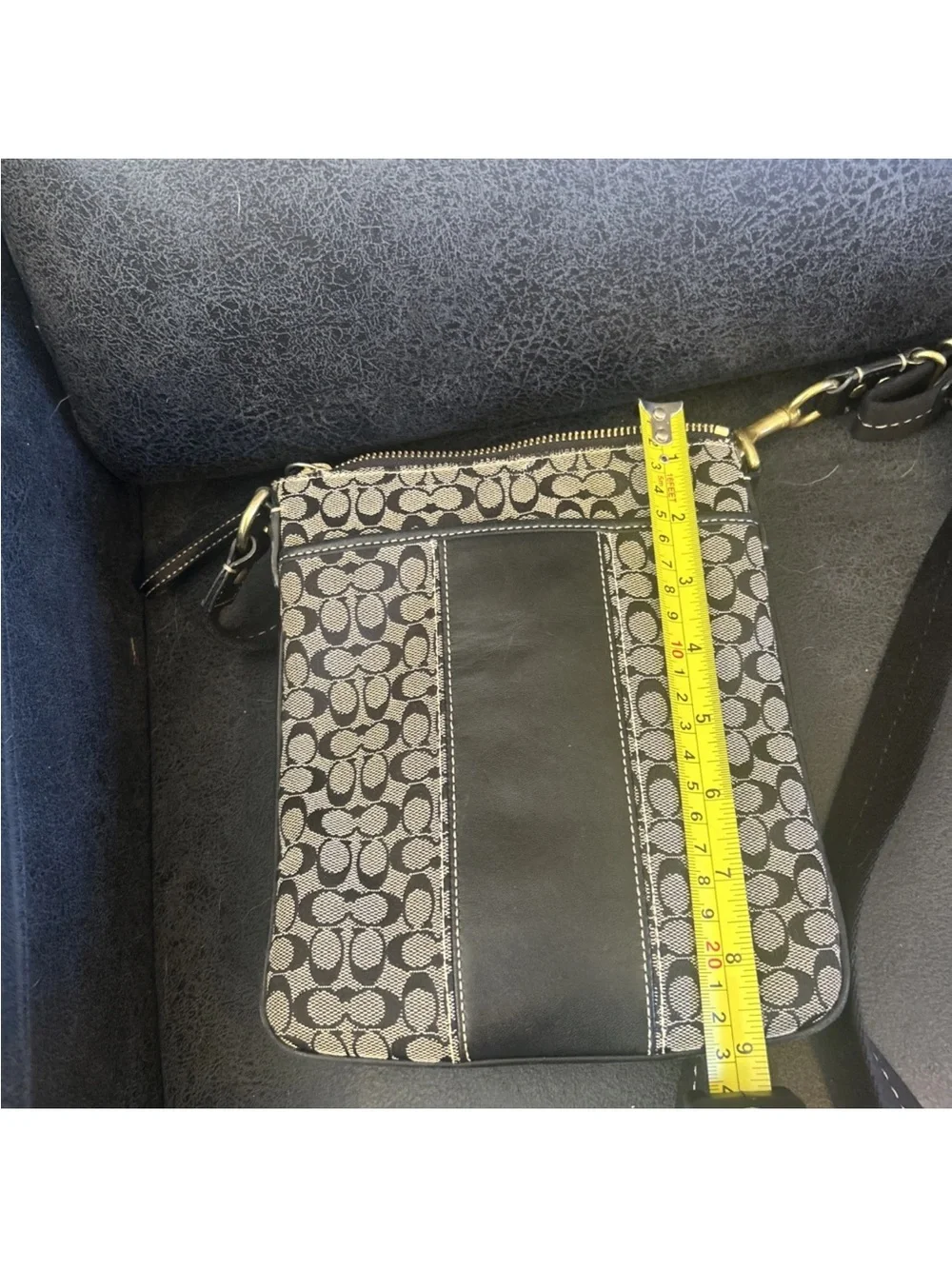 Coach Monogram Crossbody Bag in Navy and Gray